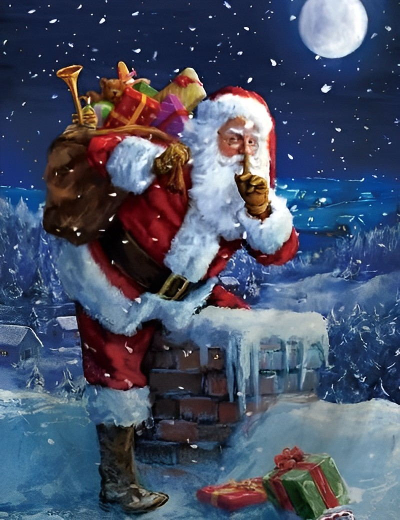 De Stiekeme Schoorsteenklimmende Kerstman Diamond Painting