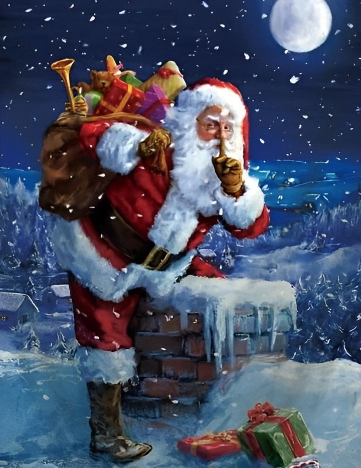 De Stiekeme Schoorsteenklimmende Kerstman Diamond Painting