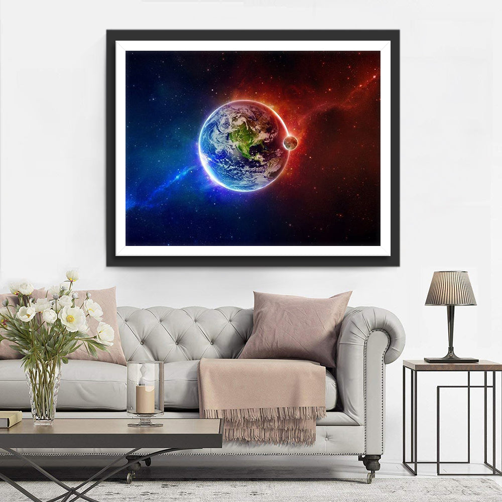 De Unieke Aarde in het Oneindige Heelal Diamond Painting