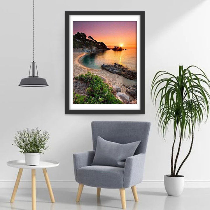 De Zon Kust de Baai Vaarwel Diamond Painting