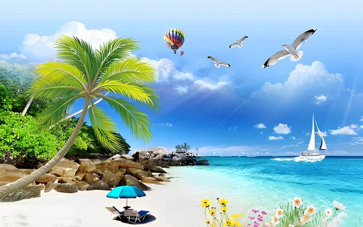 De Zorgeloze Sfeer van het Tropische Kustparadijs Diamond Painting