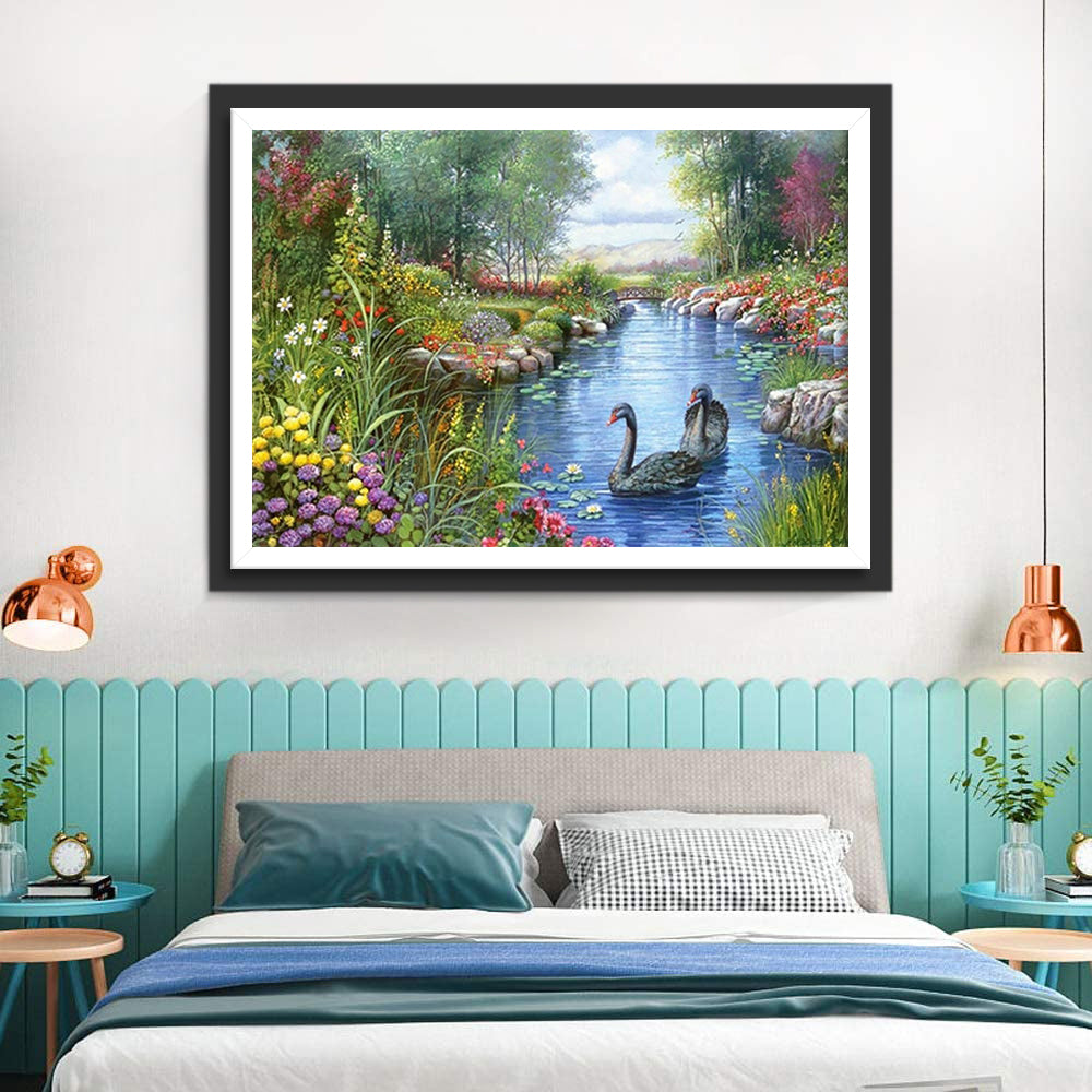 De Zwanen in de Rivier Diamond Painting