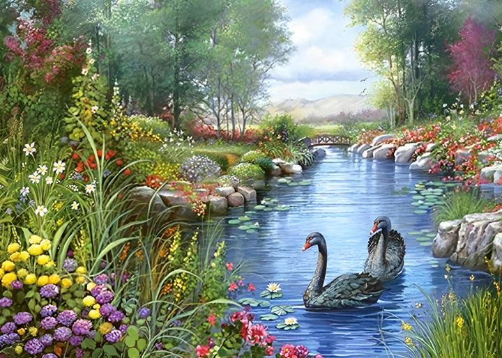 De Zwanen in de Rivier Diamond Painting