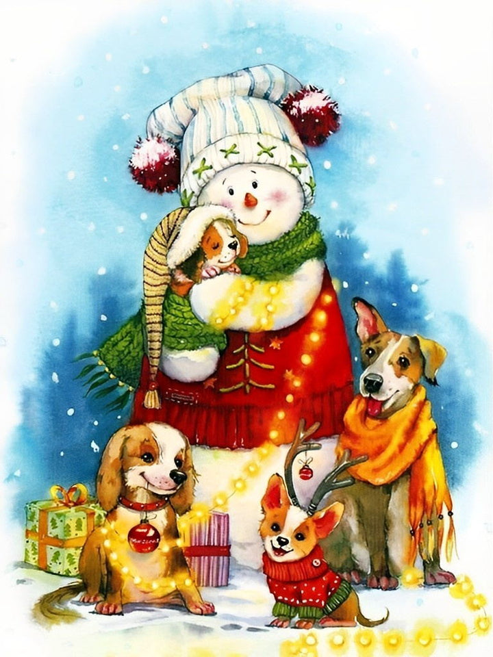 Dieren en Sneeuwwezen in Feestelijke Stemming Diamond Painting