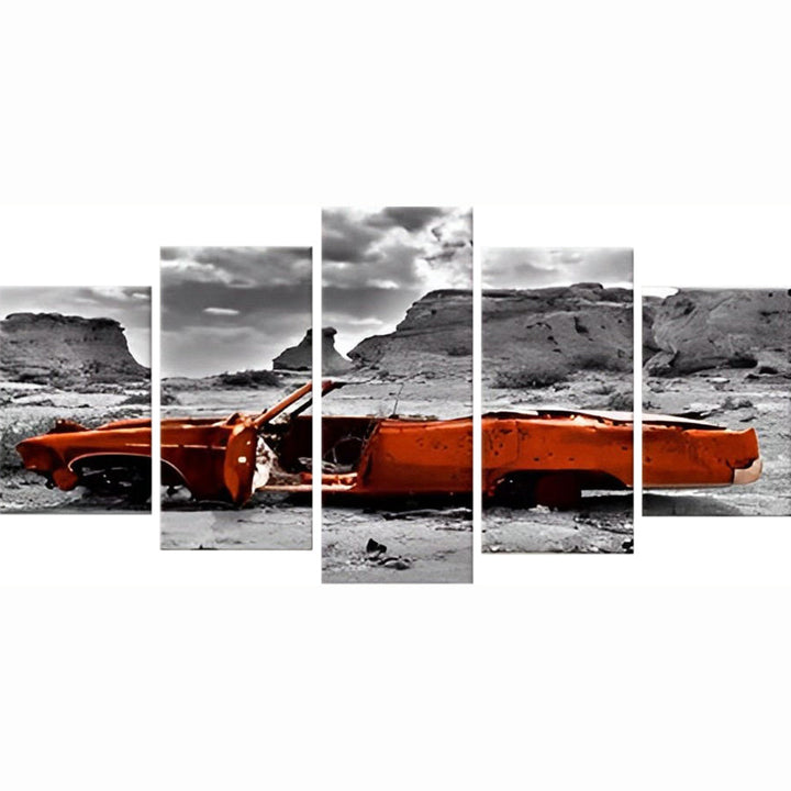 Doorleefd en Nostalgisch Autoscène 5 Platen Diamond Painting