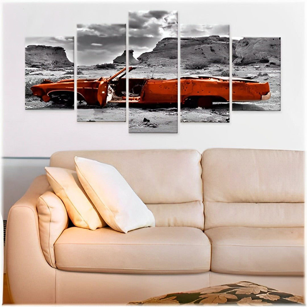 Doorleefd en Nostalgisch Autoscène 5 Platen Diamond Painting