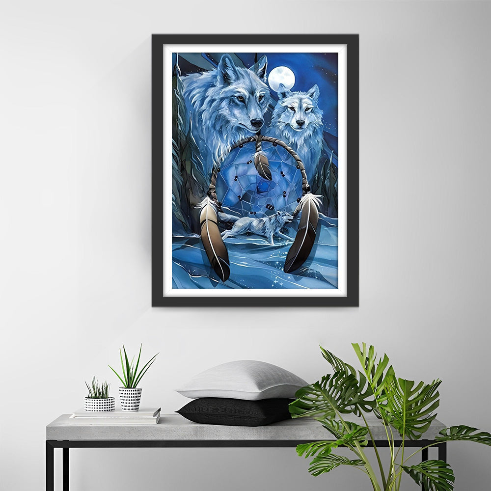 Dromenvanger met Wolven Diamond Painting