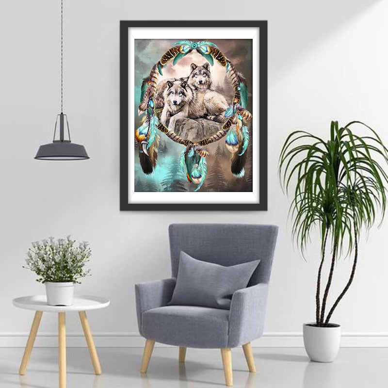 Dromenvanger met Wolven Diamond Painting