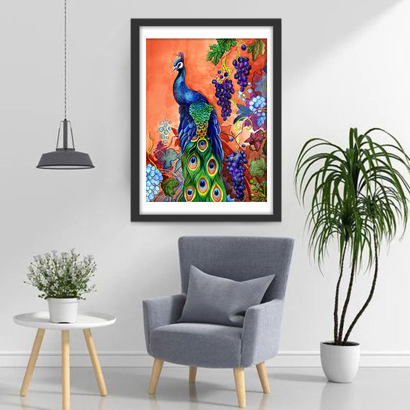 Druiven en Pauw Diamond Painting
