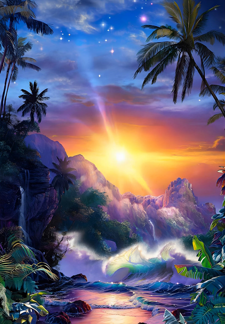 Een Adembenemend Plaatje van de Tropische Zonsopgang Diamond Painting