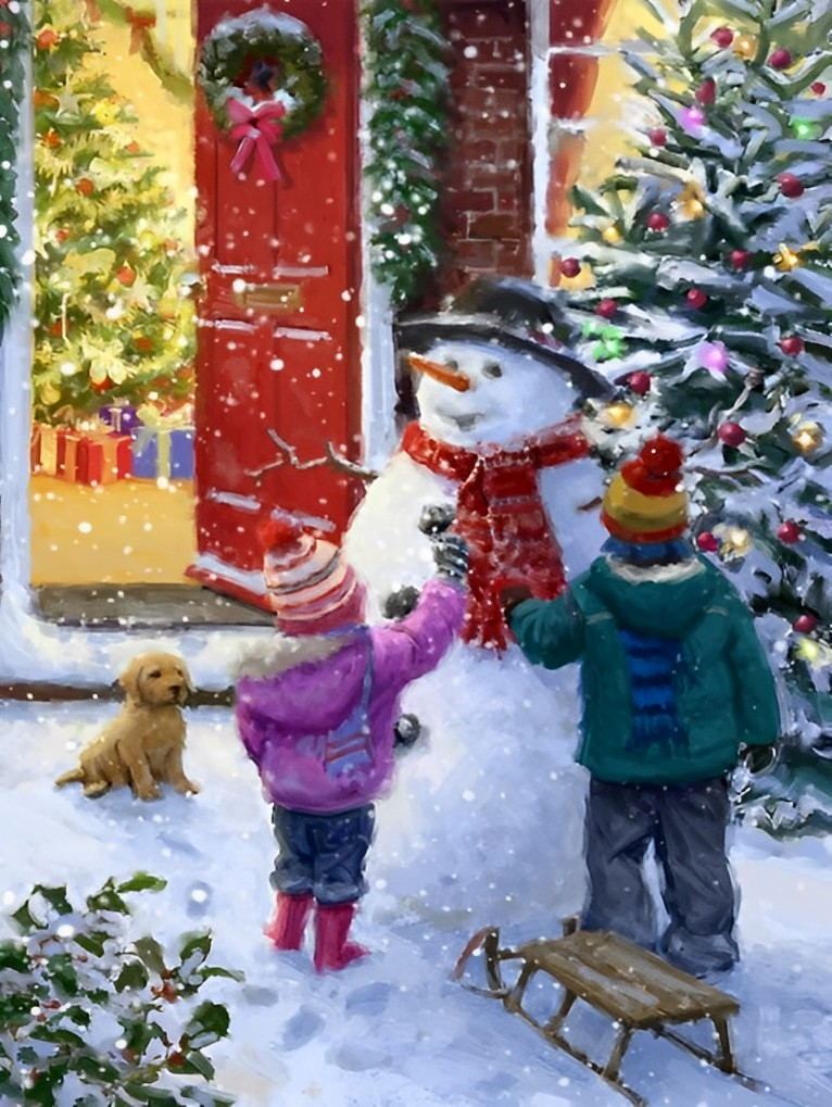 Een Dromerige Kerstwereld voor Kinderen Diamond Painting