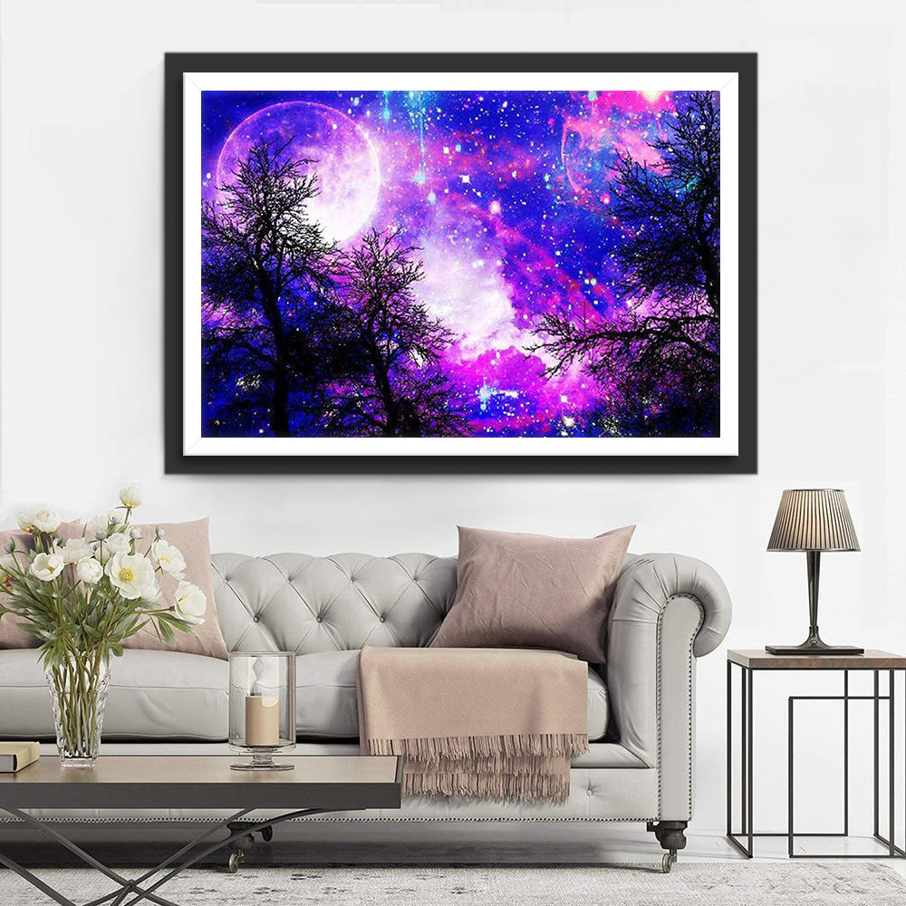 Een Dromerige Purper-Roze Kosmische Wereld Diamond Painting
