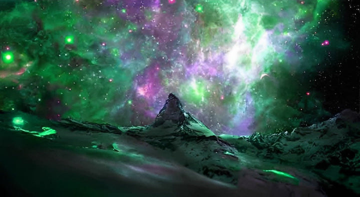 Een Fantasierijk Tafereel van Sterrenhemel boven Bergtoppen Diamond Painting