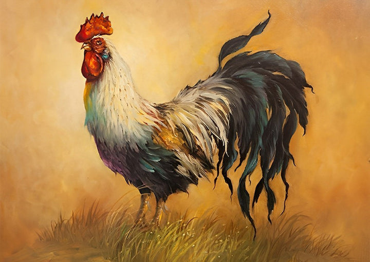 Een Grote Haan in de Wei Diamond Painting