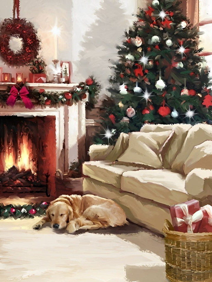 Een Hond die op een Warm Tapijt Ligt Diamond Painting