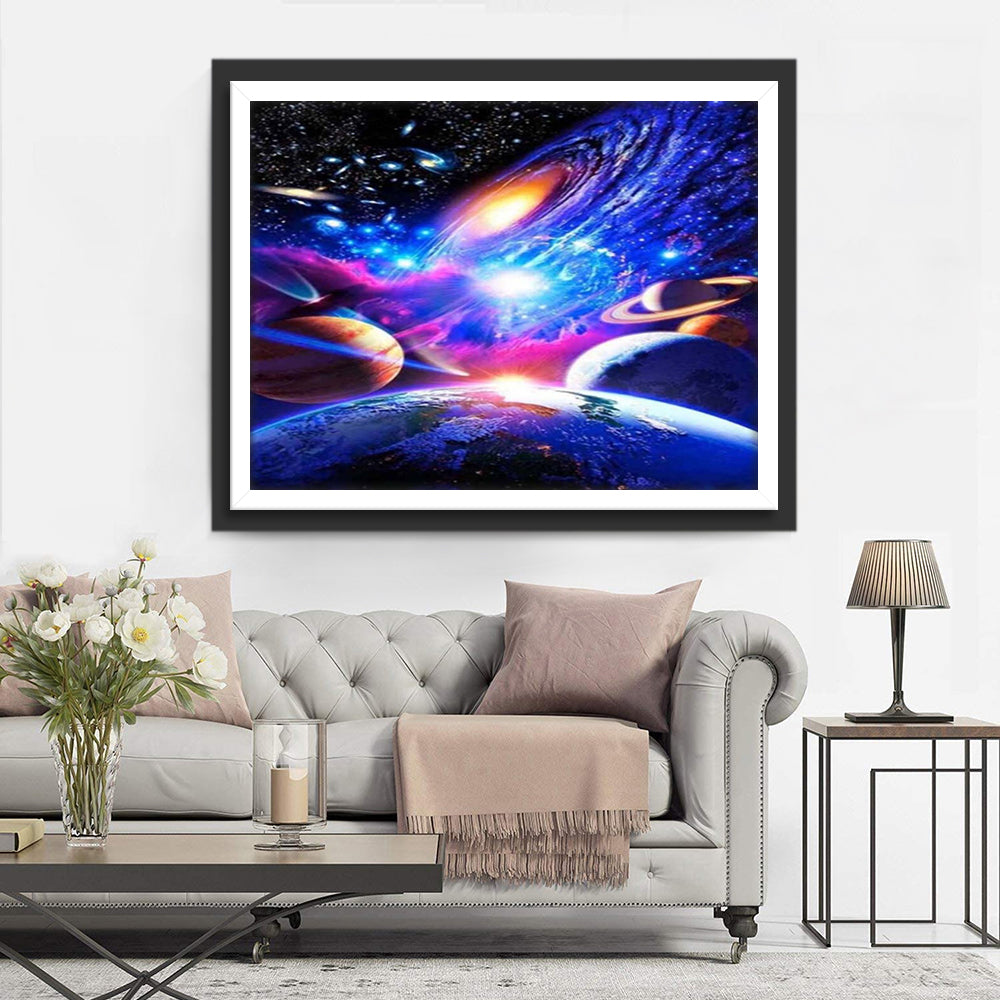 Een Kleurexplosie van het Kosmische Geweld Diamond Painting