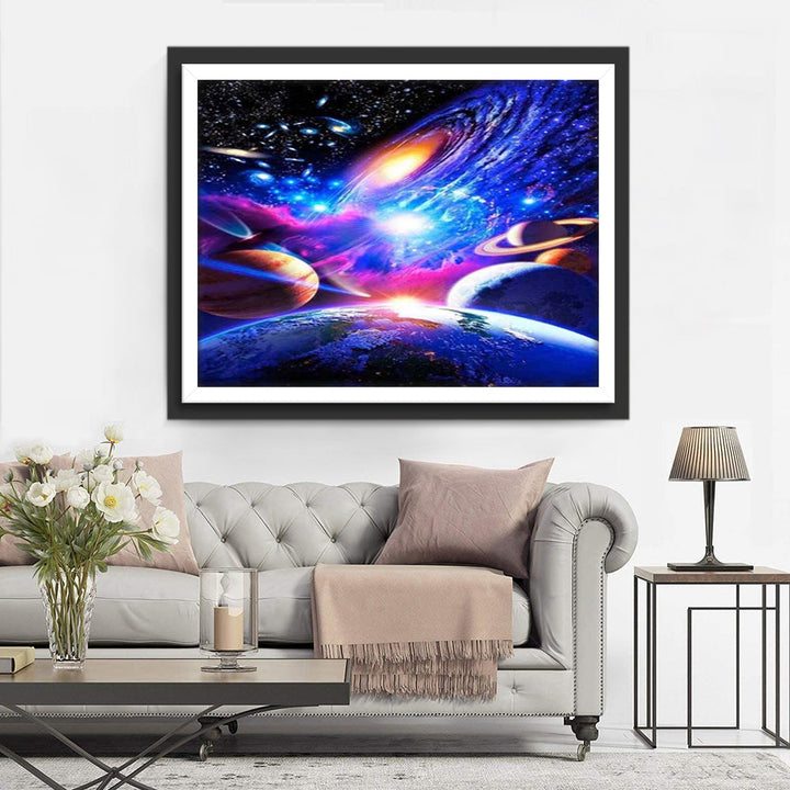 Een Kleurexplosie van het Kosmische Geweld Diamond Painting