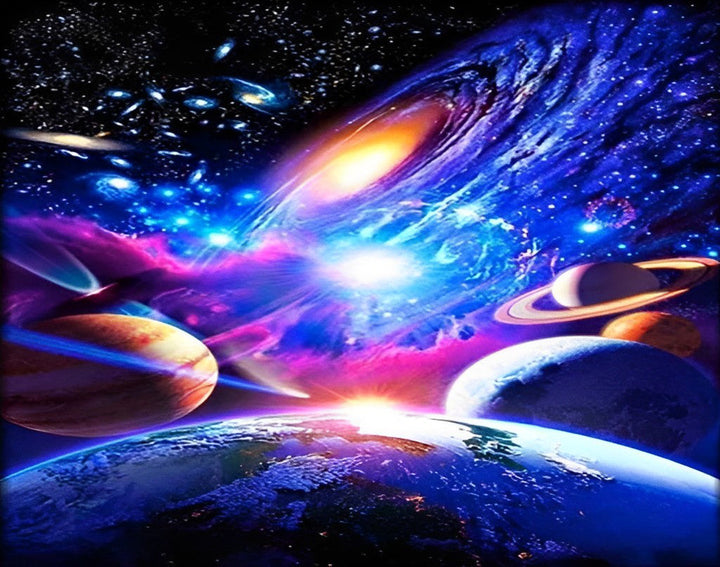 Een Kleurexplosie van het Kosmische Geweld Diamond Painting