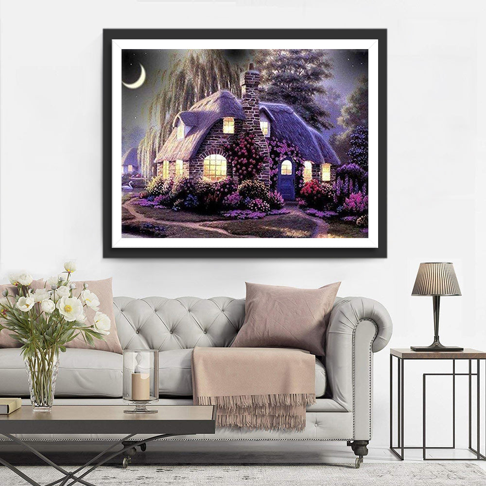 Een Magisch Huisje onder de Maan Diamond Painting