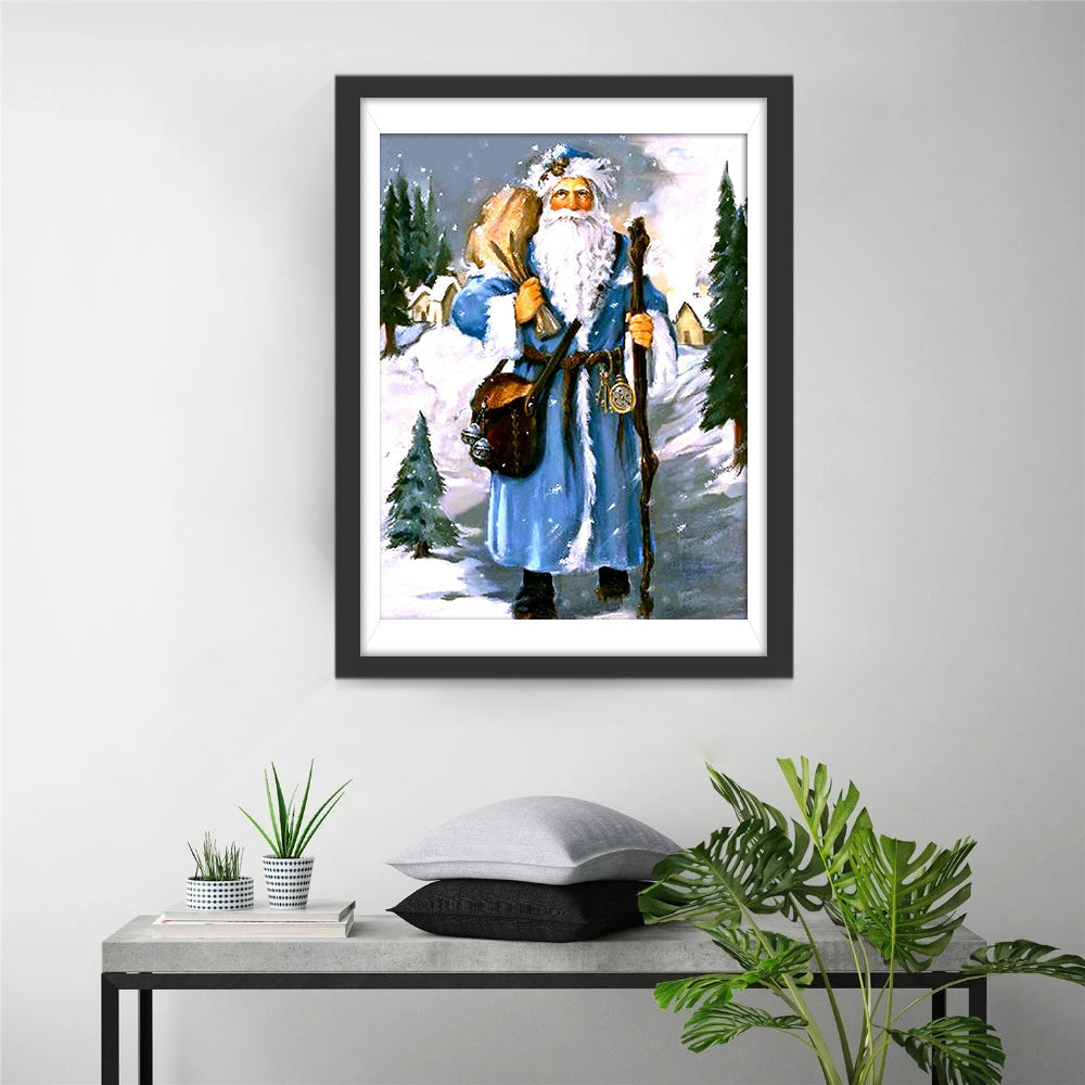 Een Oude Man met Witte Baard in een Blauwe Mantel Diamond Painting