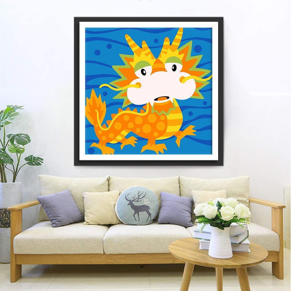 Een Schattige Oranje Draakje Diamond Painting
