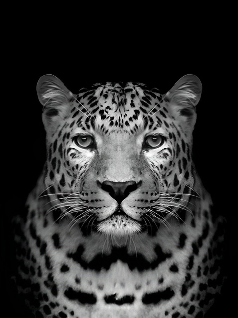 Een Serieuze Tijger tegen een Zwarte Achtergrond Diamond Painting