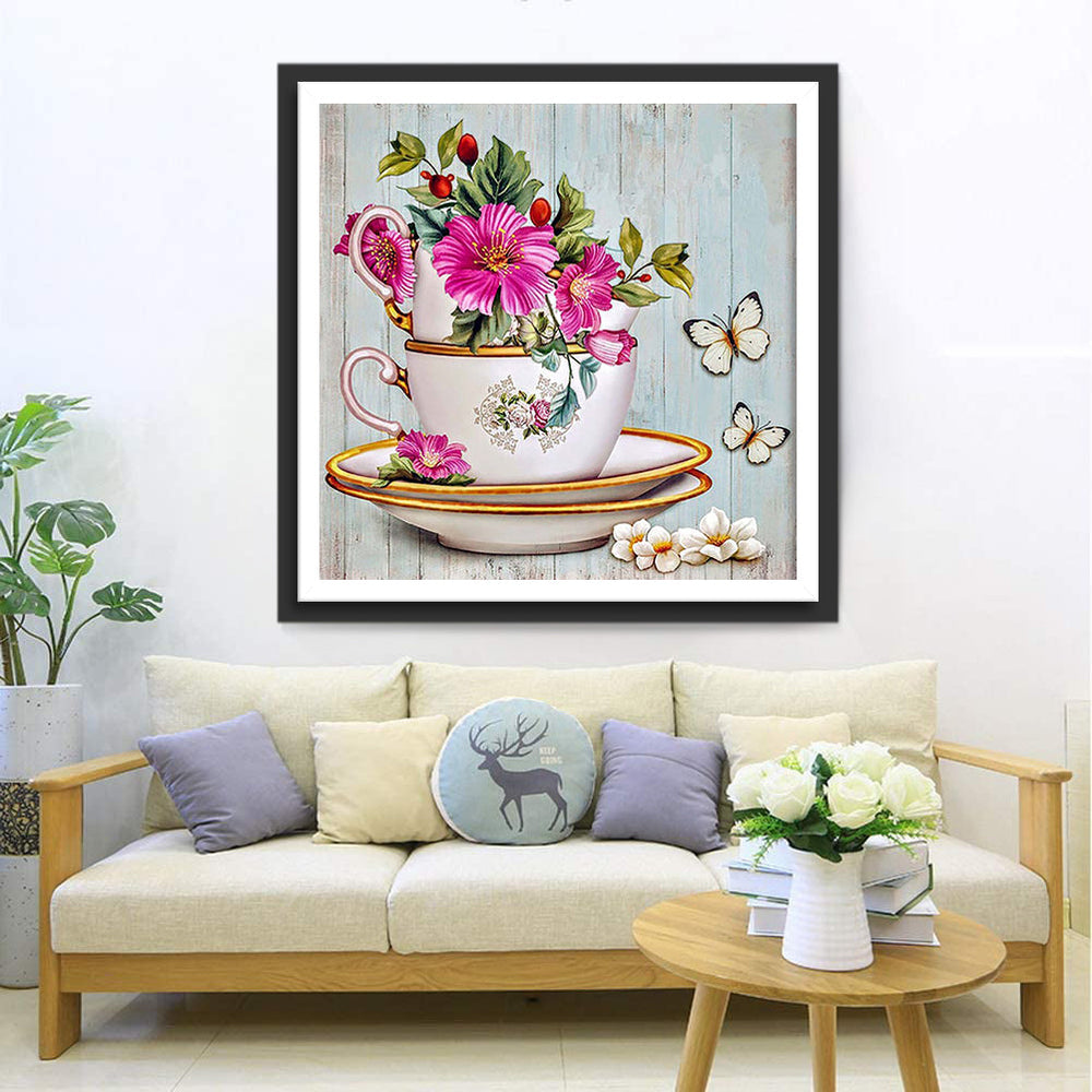 Een Theekopje dat Lente Bevat Diamond Painting