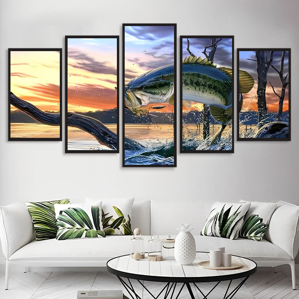 Een Vis die Uit het Water Springt 5 Platen Diamond Painting