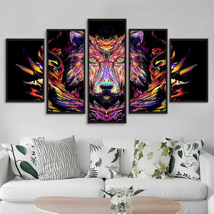 Een Wolf met Gekleurde Vacht 5 Platen Diamond Painting