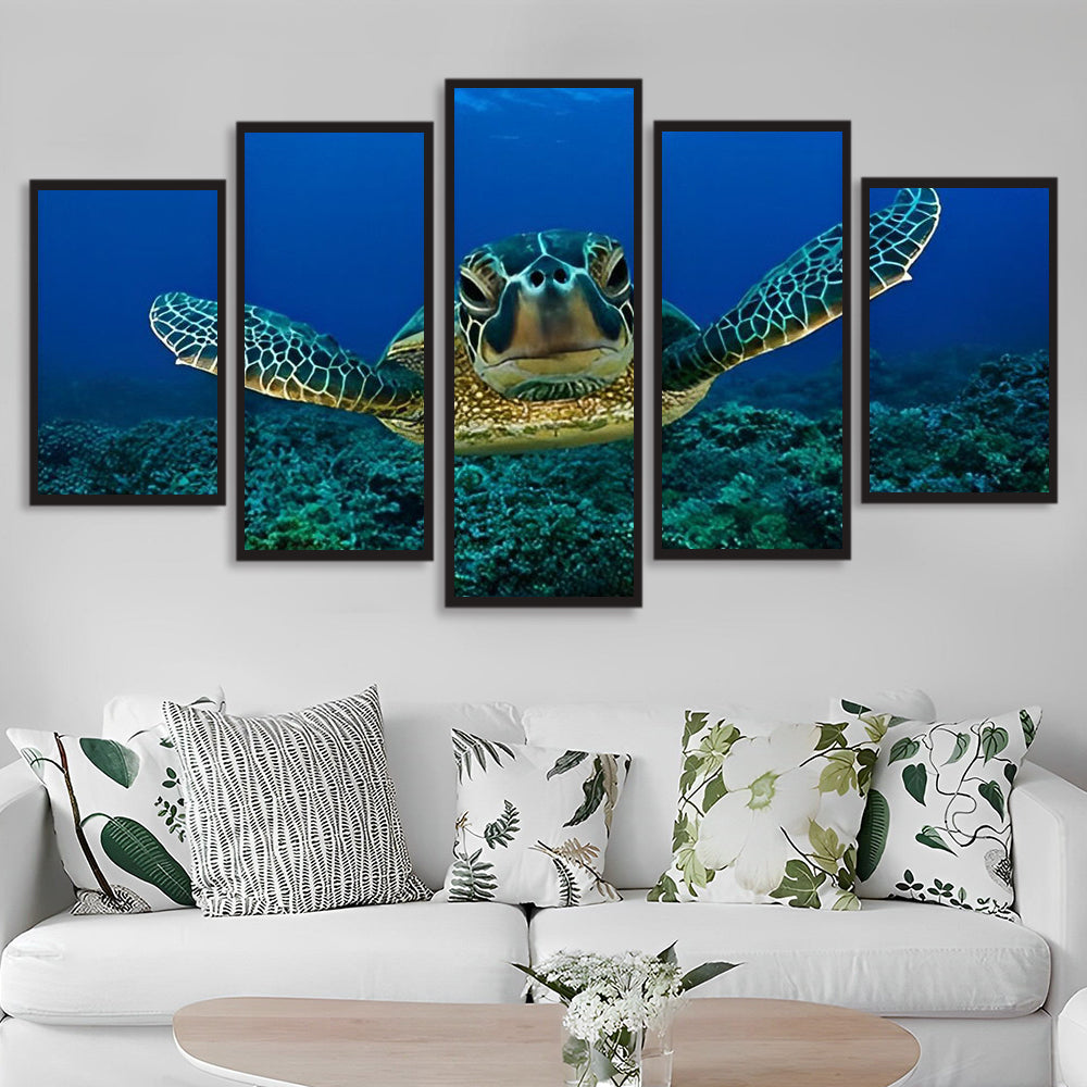 Een Zeeschildpad in de Oceaan 5 Platen Diamond Painting