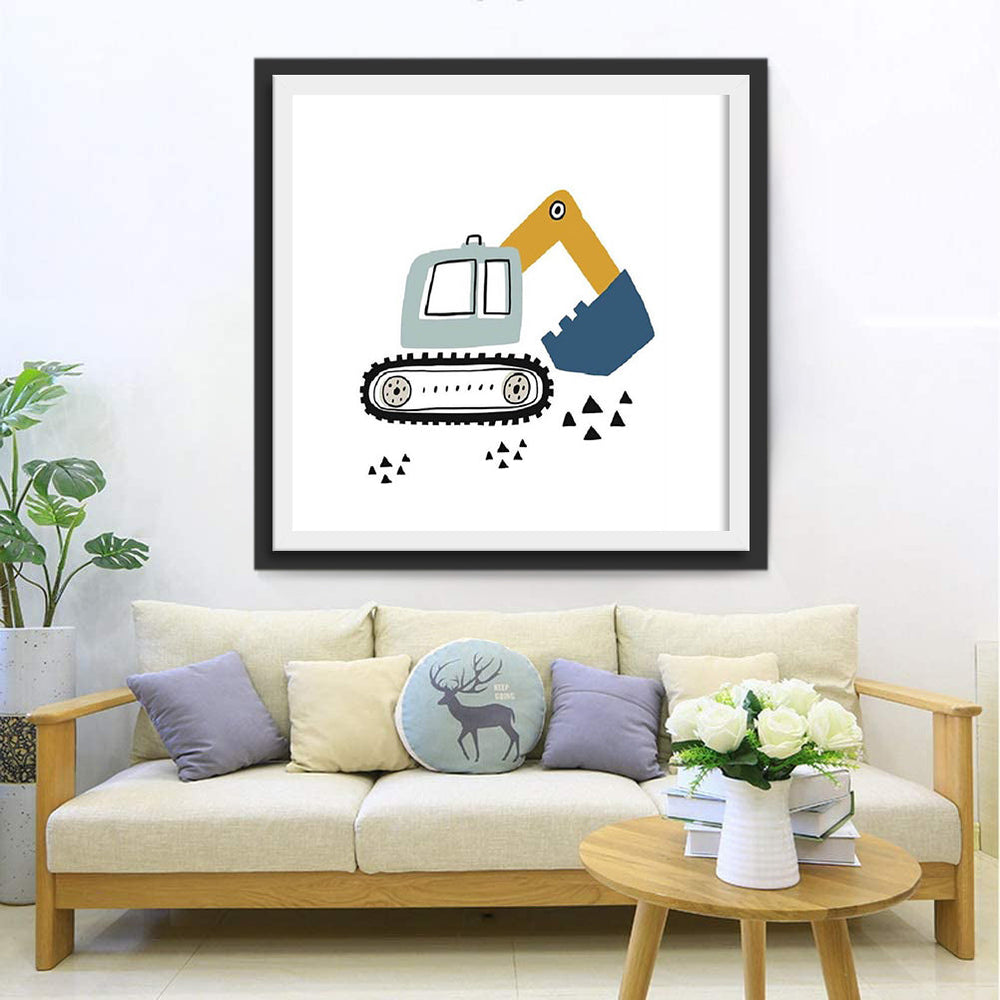 Eenvoudige Graafmachine met Grote Arm Diamond Painting