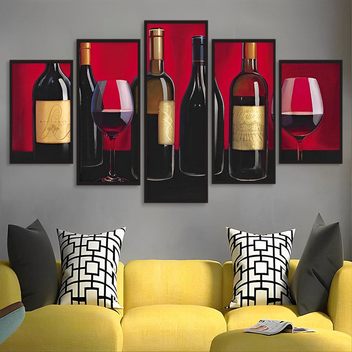 Elegante Wijnmuurkunst 5 Platen Diamond Painting