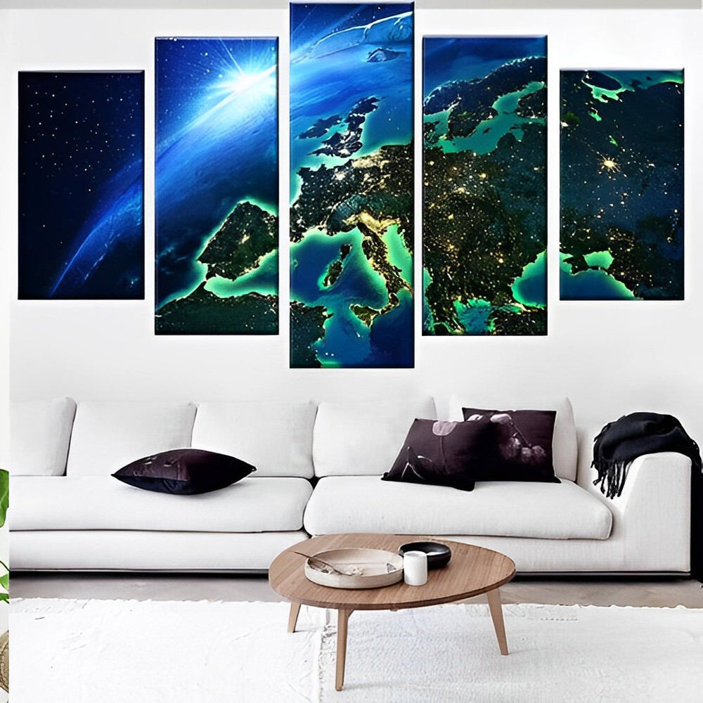 Energieke Planeet Aarde in Donkere Ruimte 5 Platen Diamond Painting
