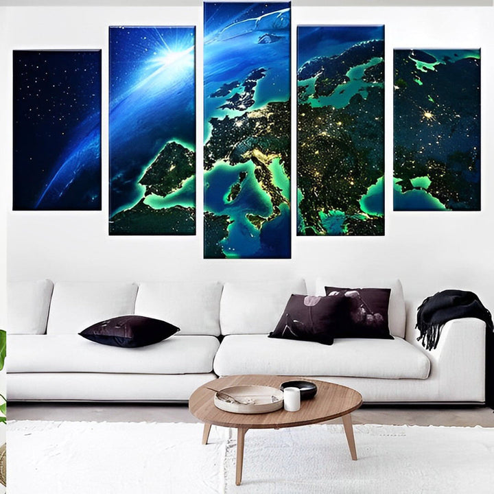 Energieke Planeet Aarde in Donkere Ruimte 5 Platen Diamond Painting