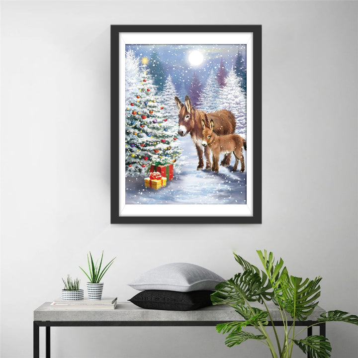 Ezeltjes en Kerstcadeautjes Diamond Painting