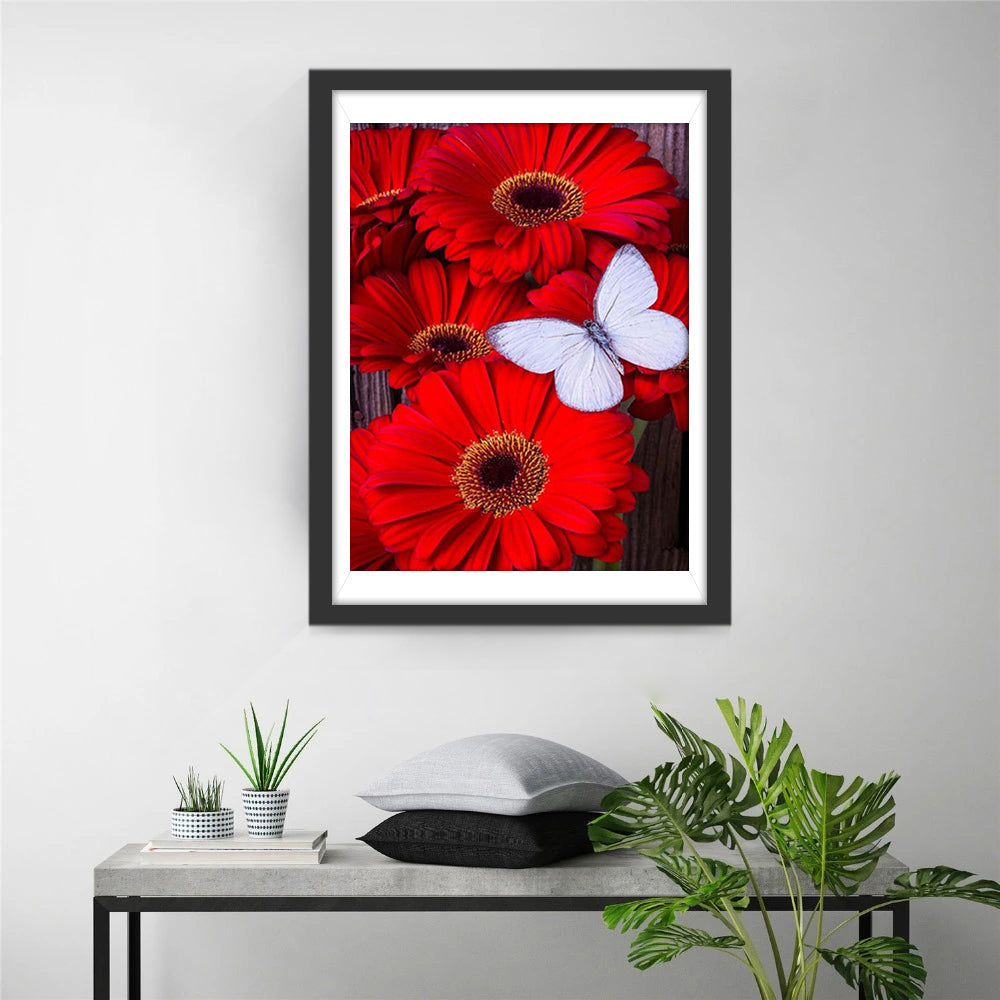 Fantasie-Gerberabloemen en Vlinder Diamond Painting