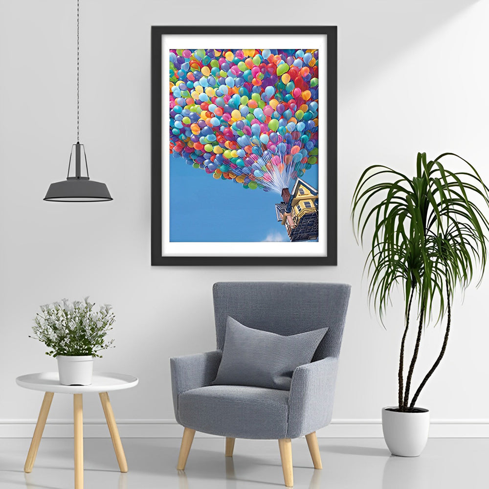 Fantasierijk Kindachtig Ballonnen- en Huistafereel Diamond Painting