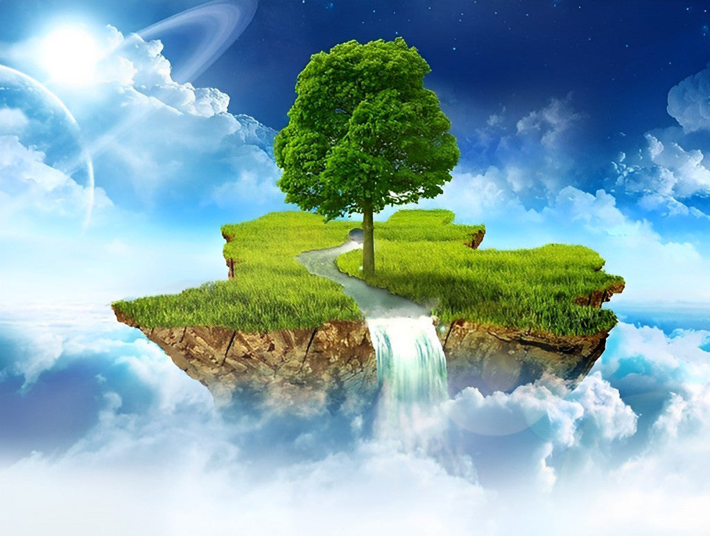 Fantasierijk Luchtland met Groene Kracht Diamond Painting