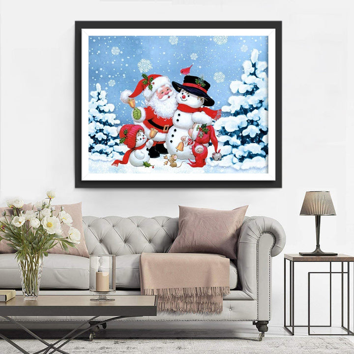 Fantasierijke Kerstwereld van de Kerstman en Sneeuwpoppen Diamond Painting