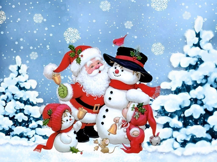 Fantasierijke Kerstwereld van de Kerstman en Sneeuwpoppen Diamond Painting