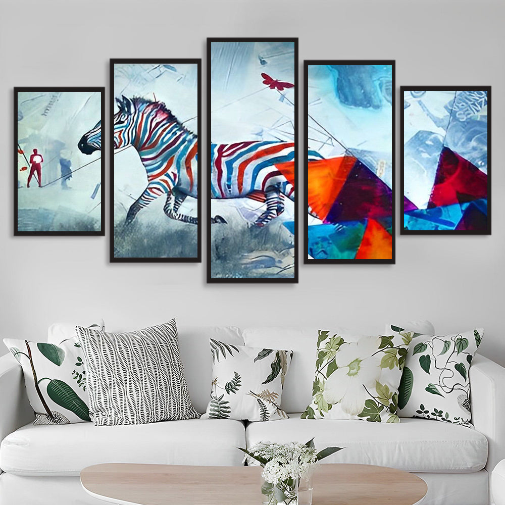 Fantasierijke Zebra in Kleurrijke Werelden 5 Platen Diamond Painting