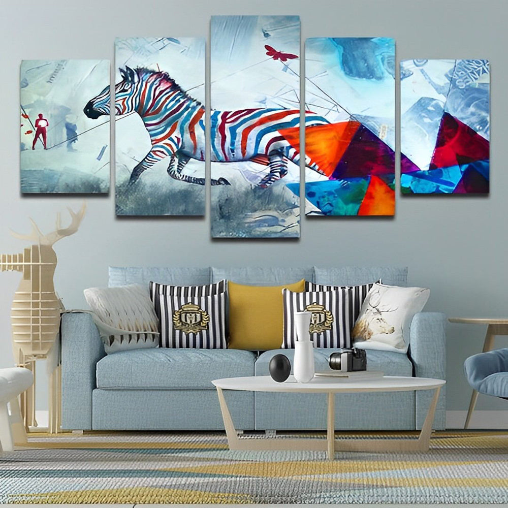 Fantasierijke Zebra in Kleurrijke Werelden 5 Platen Diamond Painting