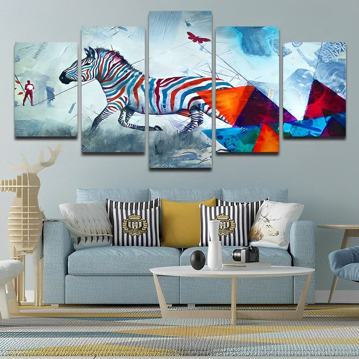 Fantasierijke Zebra in Kleurrijke Werelden 5 Platen Diamond Painting