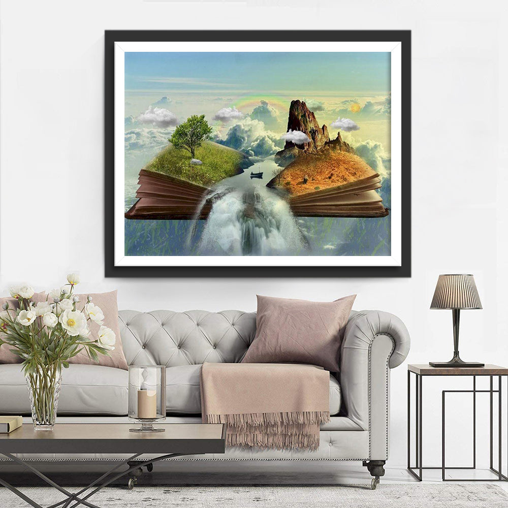 Fantastische Droomwereld in Open Boek Diamond Painting