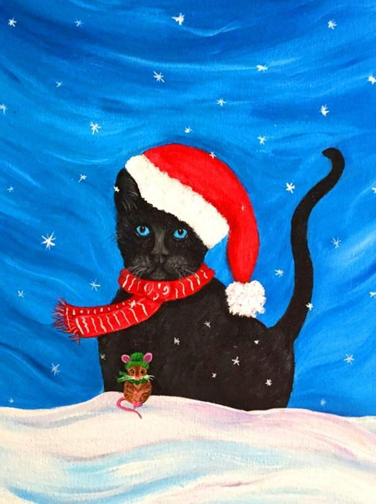 Feestelijke Poes Diamond Painting