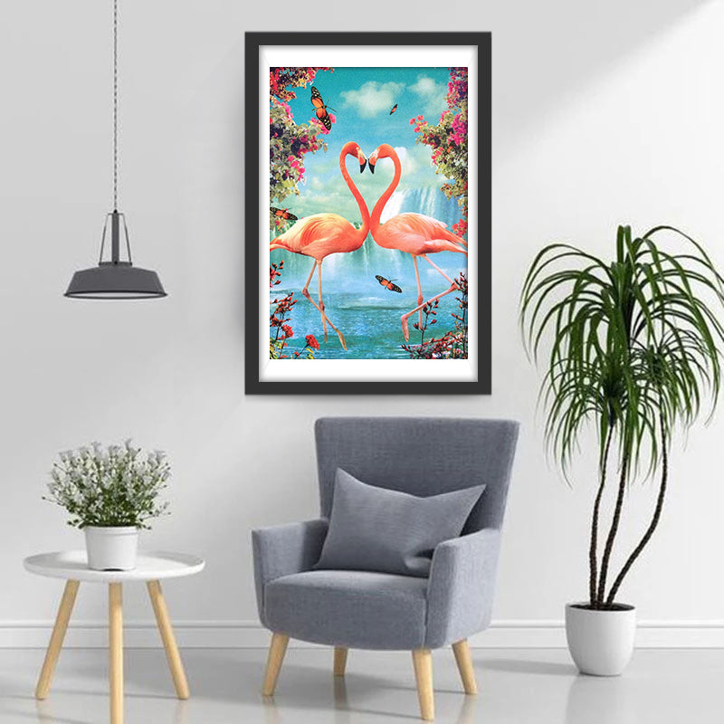 Flamingo's Kop aan Kop Diamond Painting