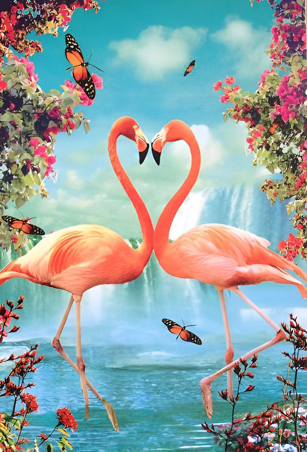 Flamingo's Kop aan Kop Diamond Painting