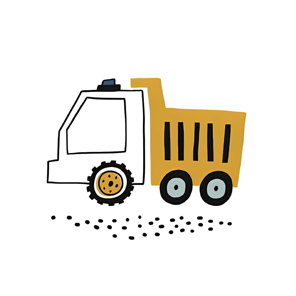 Geel-Witte Vrachtwagen met Grote Wielen Diamond Painting