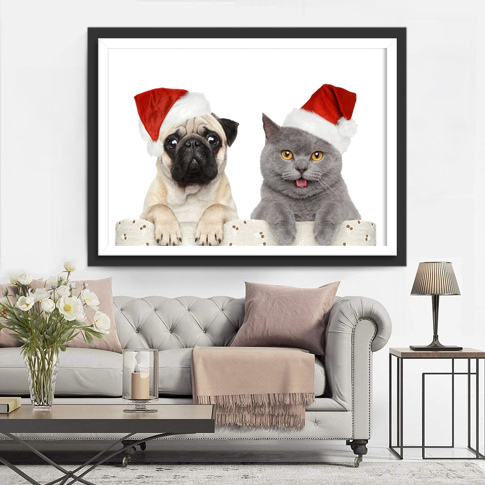Gekke Kerstkatten en Honden Diamond Painting