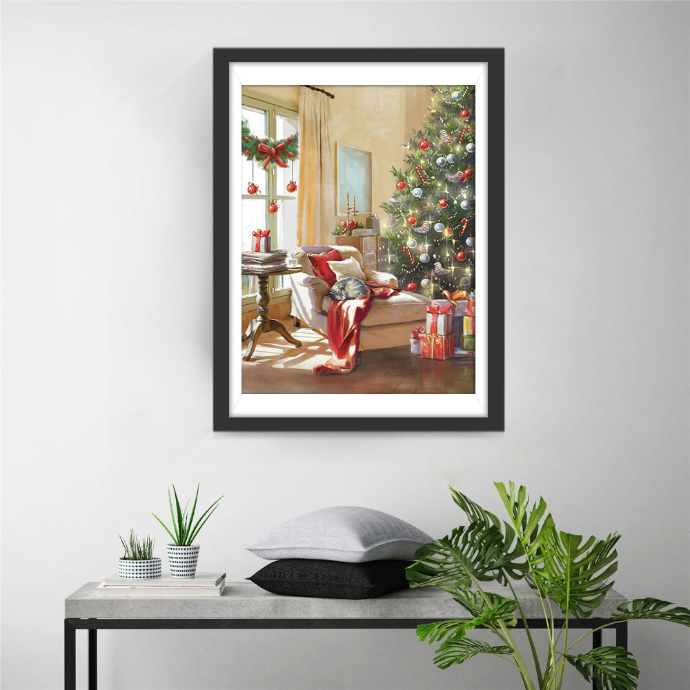 Gezellige Kerstsfeer in de Woonkamer Diamond Painting